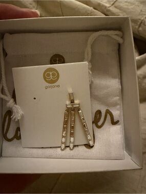Gorjana Gold Triple Baguette single chandelier earring gold plated